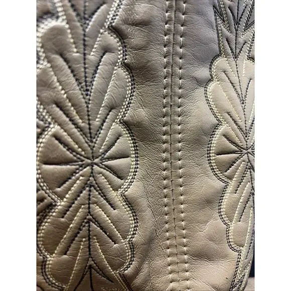 Vintage Boots Mens 9 D Western Cowboy Tan Faux Leather Pull On Mid-Calf Block - Picture 8 of 8